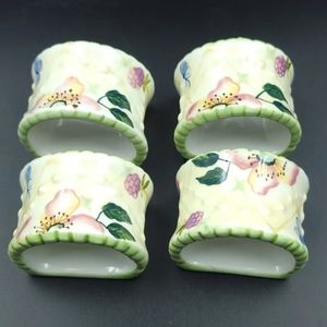 VTG Ceramic Napkin Ring Tracy Porter Evelyn Collection Floral Cottage Set Of 4